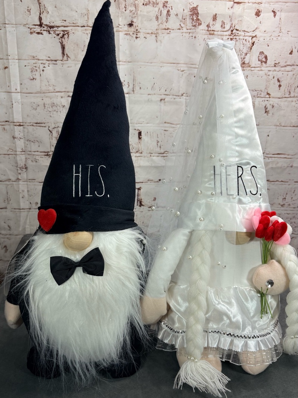 Rae Dunn Wedding Gnome Couple  His & Hers 20” Bride & Groom NWT